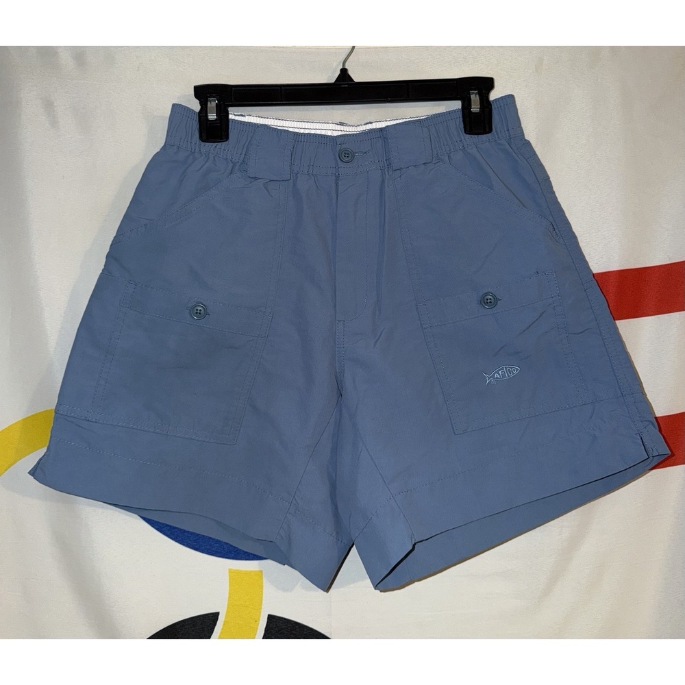 Aftco Shorts Mens 30 Blue Fishing Nylon Pockets Outdoor